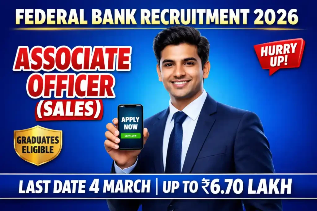 Federal Bank Associate Officer Recruitment 2026: Apply Online for Associate Officer (Sales) Posts Before 4 March